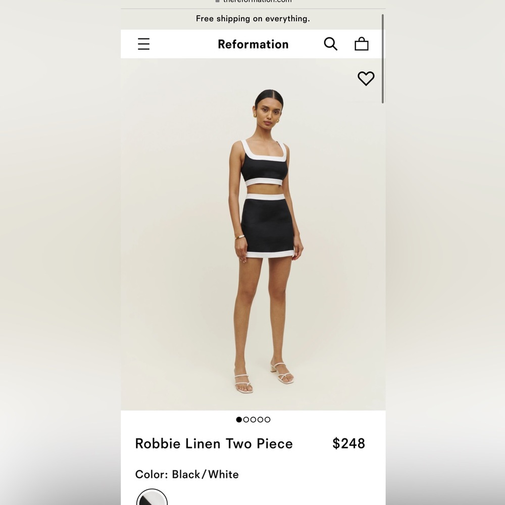 Reformation 2 piece black and white set